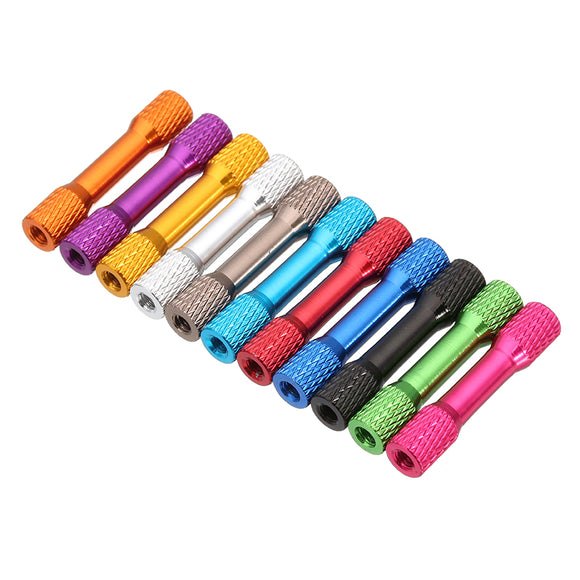 Suleve M3AR5 10Pcs M3 30mm Knurled Standoff Aluminum Alloy Multicolor