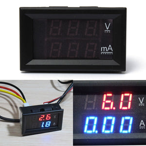 0.28 Inch Dual Display Red Blue LED Panel 4.5-30V Digital Volt Meterr Ammeter 1-100A