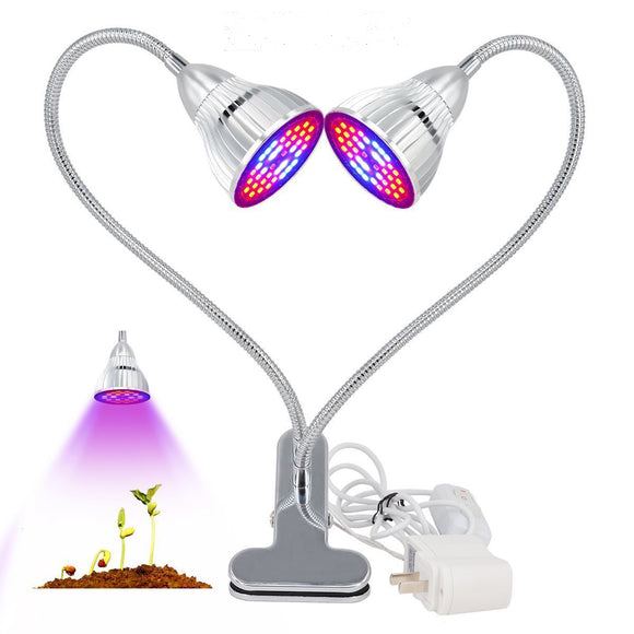 60W Dual Head Plants Led Grow Light Bulb Clip Desk Adjustable Growing Lamp For Garden Indoor Bonsai