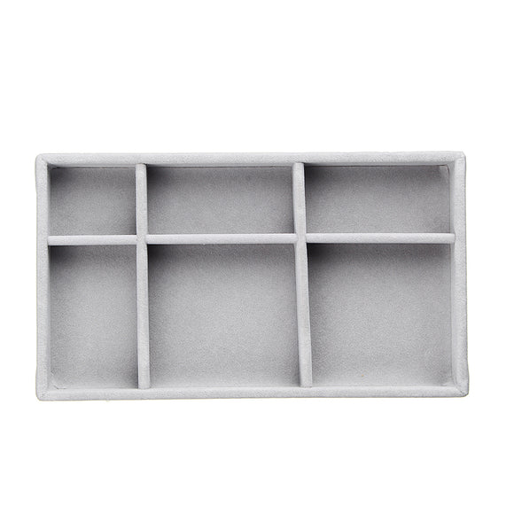 Jewelry Box Drawer Storage Organizer Gray Soft Velvet Jewellery Earring Necklace Pendant Bracelet Tray