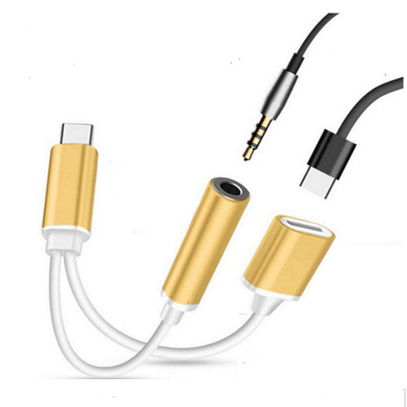 Bakeey 2 in 1 Type-C Headphone 3.5mm Jack Adapter Audio Cable for Samsung Xiaomi Huawei Letv