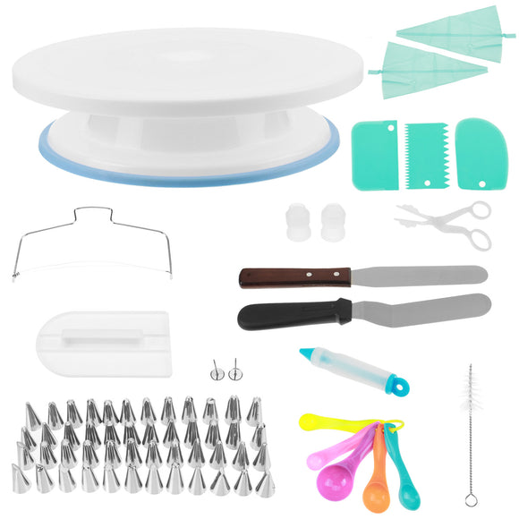 69Pcs Cake Decorating Kit Non-slip Cake Turntable Scrapers Pastry Bags Tool