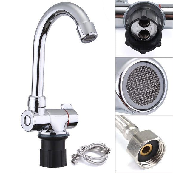 360 Degree Kitchen Sink Rotating Tap Hot & Cold Water Foldable Faucet Set Soft Pipes