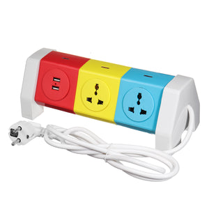 110V-250V 6 Outlet Power Port 3 Layers Power Socket UU/UK/EU Plug with USB Ports Power Strip