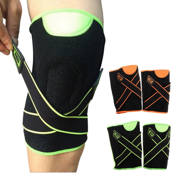 Double Spring Pressure Sport Knee Sleeve Protector Brace Pad Knee Pads Guard Belt