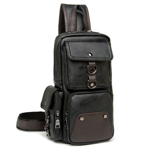 Men Chest Bag Black Shoulder Bag Multi Pocket Crossboby Bag