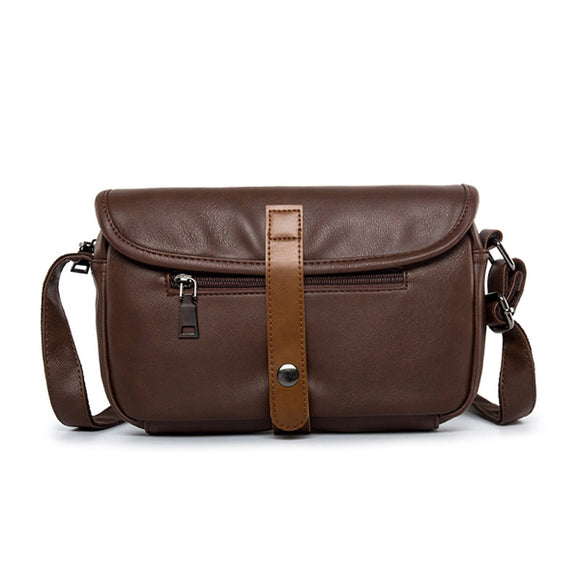 Men Faux Letaher Leisure Crossbody Bag Simple Shoulder Bag