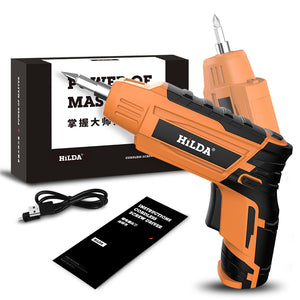 HILDA 4.2V Cordless Electric Screwdriver Lithium Battery Screwdriver with Twistable Handle