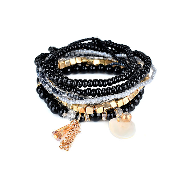 Bohemian Bracelet Crystal Beads Tassel Multilayer Bracelets for Women