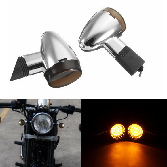 Motorcycle Chrome Smoke Bullet LED Turn Signal Blinker Cafe Racer Light Custom