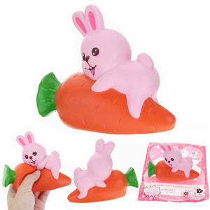 YunXin Squishy Rabbit Bunny Holding Carrot 13cm Slow Rising With Packaging Collection Gift Decor Toy