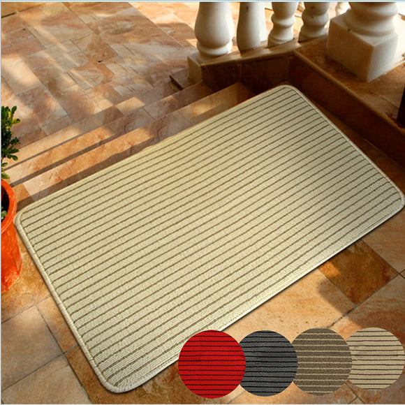 60x40cm Bathroom Absorbent Anti Slip Floor Mat Linen Carpet Stripe Rug