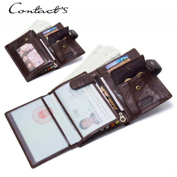 Men Genuine Leather Fashion Multi-function Hasp Wallet Passport Holder