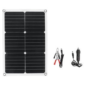 20W 18V 28cmX42cm Monocrystalline Silicon Solar Panel with Dual USB Output + Car Charger + Battery Clip