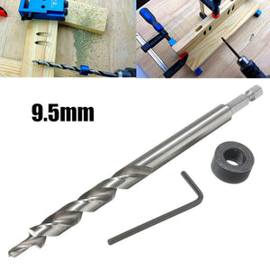 9.5mm Twist Step Drill Bit With Depth Stop Collar for Pocket Hole Jig Kit