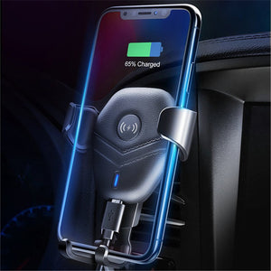 Qi Wireless Charger Air Vent Gravity Linkage Car Mount Car Phone Holder For 4.7-6.3 Inch Smart Phone