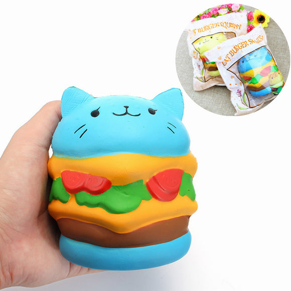 Squishy Cat Hamburger Burger 10cm Slow Rising With Packaging Collection Gift Decor Soft Toy