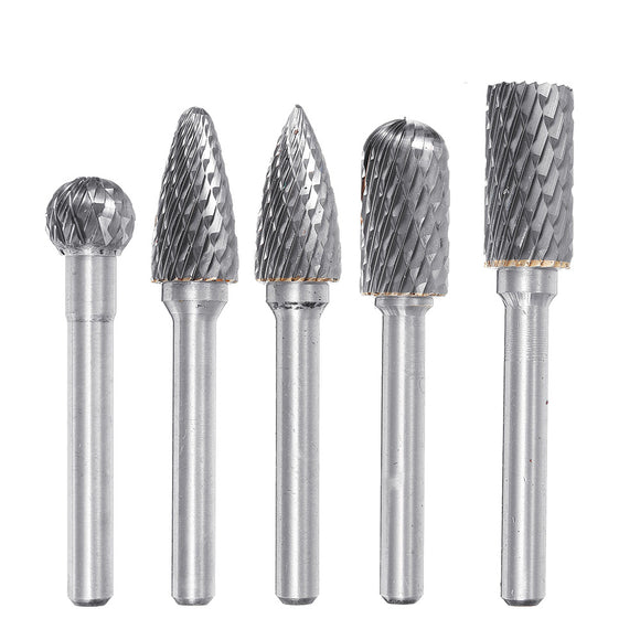 5pcs 6x12mm Double Lines Rotary File Burr Tungsten Carbide Rotary Cutter Files for Rotary Drill
