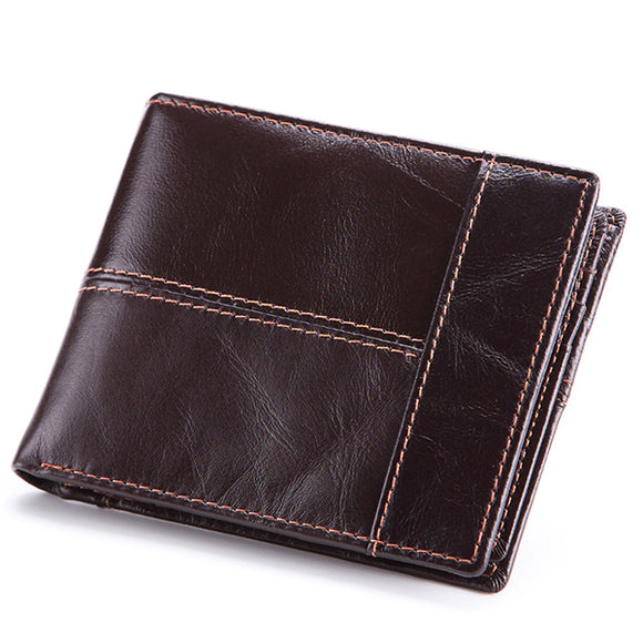 Men Genuine Leather Short Multi-function Multi-card Slots Coin Bag Wallet