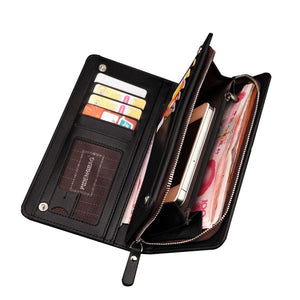 PIDENGBAO Men's PU Leather Long Zipper Purse Business Wallet Handbag