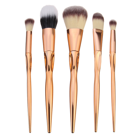 5pcs Soft Makeup Brushes Set Kit Golden Cosmetics Tools Eye Shadow Lip Blending Blush Brush