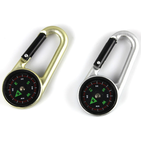 Two Colors Metal Carabiner Compass Outdoor Navigation Compass