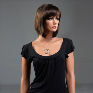 NAWOMI Short Capless 100% Kanekalon Synthetic Hair Wig Bobo Straight Dark Brown Natural Smooth