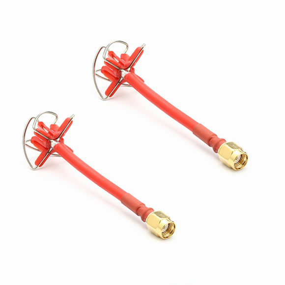 2x Realacc 5.8Ghz 5dbi 50w RHCP 4 Leaf FPV Antenna SMA/RP-SMA Red