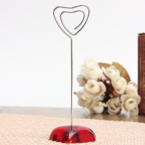 3Pcs Heart Shape Clip Card Stand Red Heart Pictures Photo Card Holder Memo Paper Message Clip