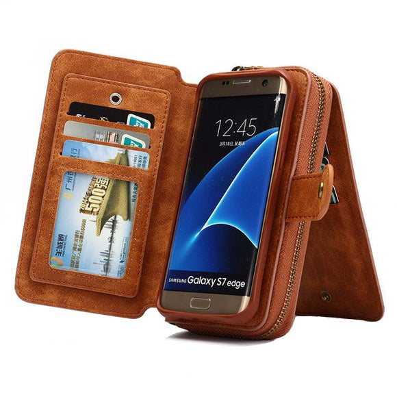 BRG Removable Zipper Wallet Case For Samsung Galaxy S7 edge