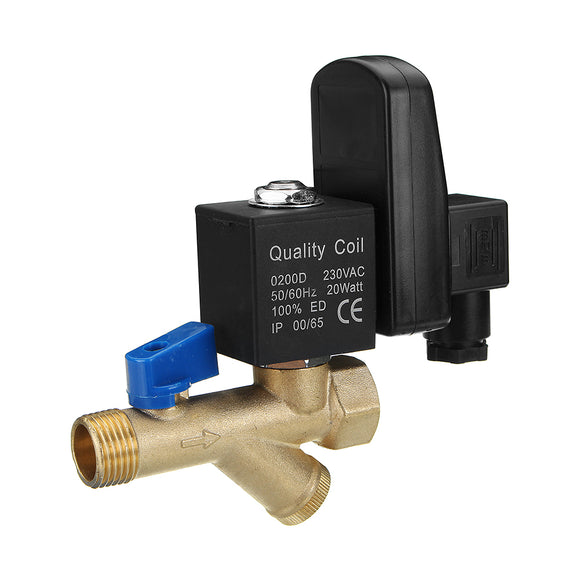 AC220V 1/2 Brass Electric Solenoid Automatic Timer Air Compressor Cold Dryer Drain Water Valve