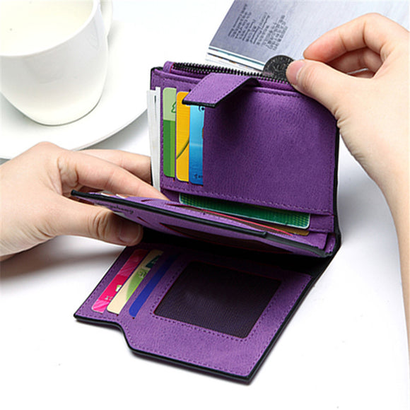 Women Candy Color Hasp Short Wallet Girls 2 Fold Zipper Purse Card Holder Coin Bags