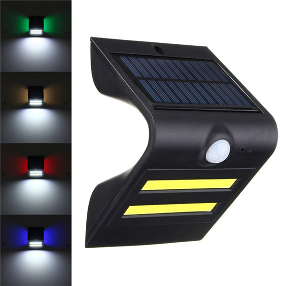 Solar Power COB LED PIR Motion Sensor Waterproof Wall Light Outdoor Garden Path Lamp