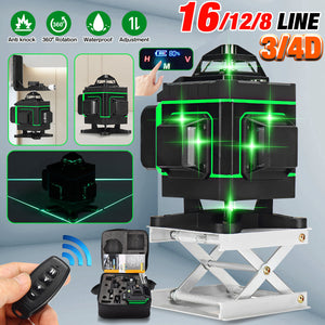 16/12/8 Lines 360 3D Laser Level Self Leveling Horizontal Vertical Cross Green