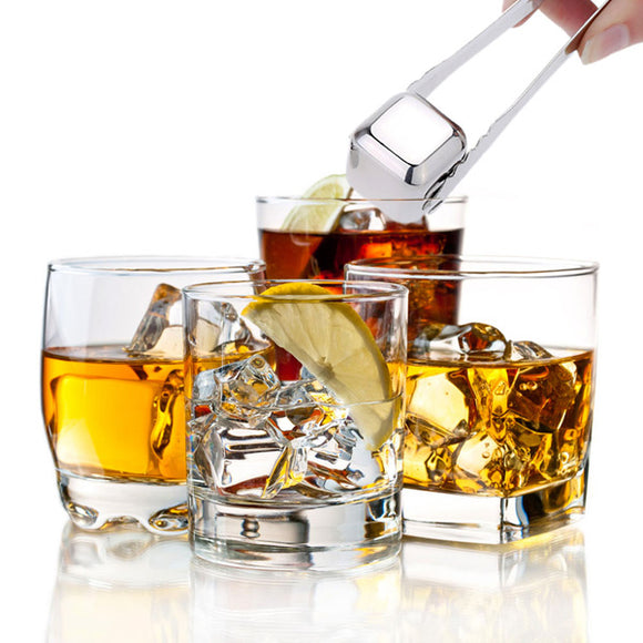 8Pcs Stainless Steel Whisky Stone Sets Cube Glacier Whiskey Rocks Multifunction Ice Rock