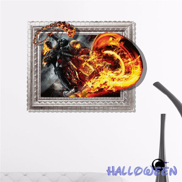 PAG STICKER 3D Wall Decals Fire Motor Bike Wall Painting Sticker Home Wall Decor Gift