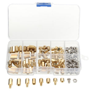 136Pcs M4 Brass Screw Nut Spacers Standoff PCB Board Male Female Assortment Box