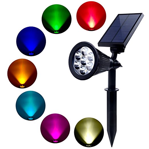 Solar Lights Outdoor 7 LED Solar Outdoor Color Changing Wall Light 180 Adjustable Garden Light