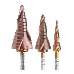 Drillpro 3-13mm/6-25mm/6-35mm M35 Cobalt Step Drill Bit Double R 1/4 Inch Hexagon Shank Step Drill