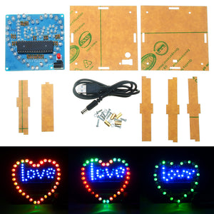 Assembled 51 MCU Heart-shaped Light Colorful LED Flashing Light Electronic Board