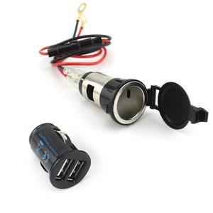 12V Dual USB Charger Vehicle Socket Adapter Motorcycle Auto Car