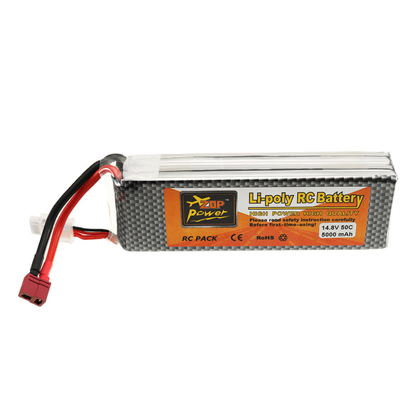 ZOP Power 14.8V 5000mah 50C 4S Lipo Battery T Plug for RC Quadcopter