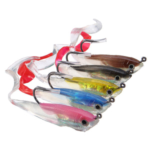 ZANLURE 5pcs 10cm 14.7g Pencil Soft Fishing Lure 5 Colors Soft Baits Hook Salt/Freshwater Fishing