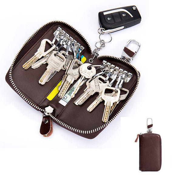 Men Women Genuine Leather Retro Pure Car Key Holder Card Holder Key Bag Keychain Wallet