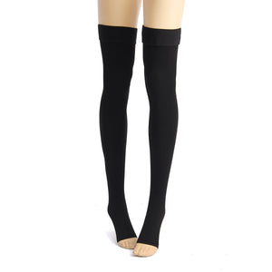 Black Anti Skip Compression Thigh Stocking Prevent Varicose Vein Socks Pain Relief Open Toe