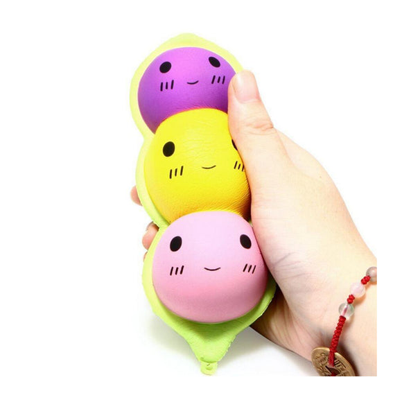 Pudcoco Squishy 15CM Peas in a Pod Slow Rising Pendant Charm Toy Soft Pinch Relax