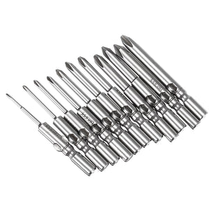 BROPPE 11Pcs 802 1.6-6.0mm Cross-Screwdriver Bits Set 6mm Round Shank Electric Screwdriver Bits