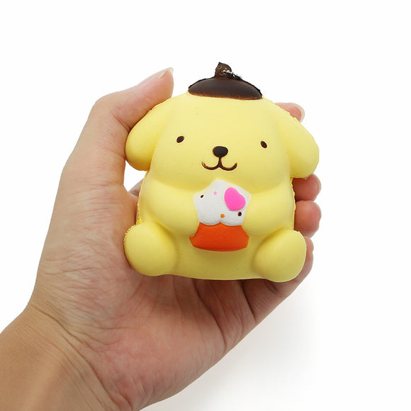 Squishy Pudding Dog 8cm Soft Slow Rising With Ball Chain Tag Phone Bag Strap Collection Decor Toy