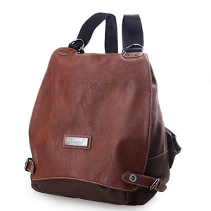 Women PU And Canvas Vintage Casual Backpack Crossbody Bag