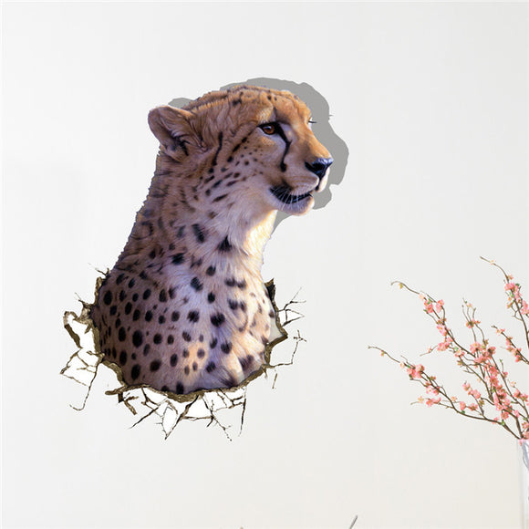 3D Leopard Wall Decals Animal PAG STICKER Removable Wall Hole Stickers Home Decoration Gift